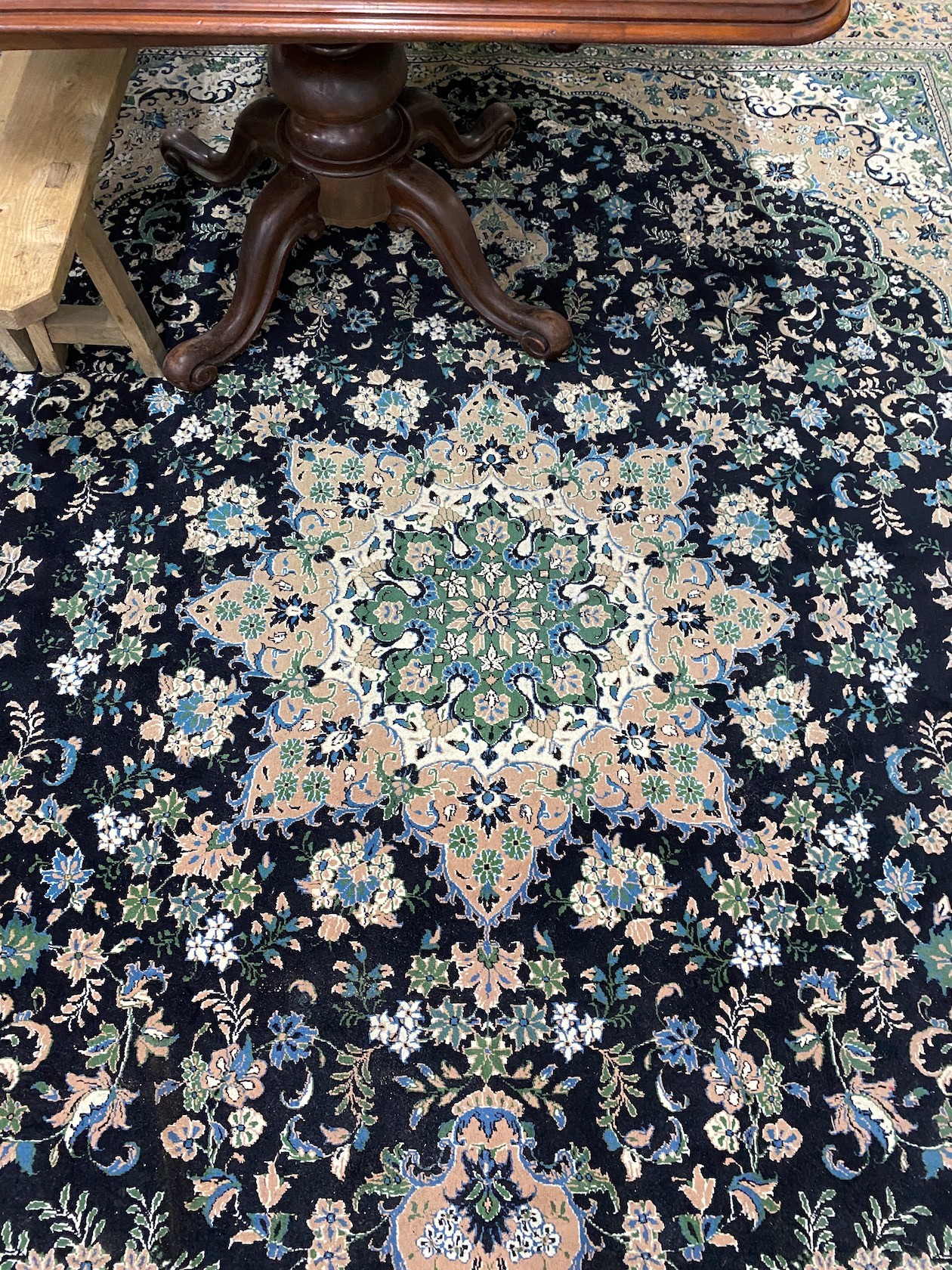 A North West Persian blue floral ground carpet, 400 x 302cm